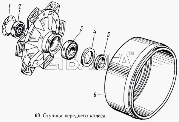 КамАЗ КамАЗ-5315 Схема Ступица переднего колеса-100 banga.ua