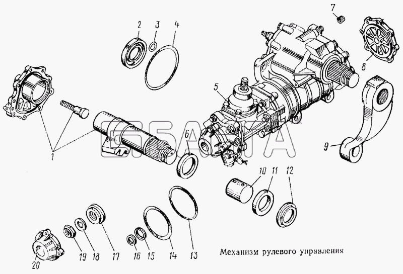 КамАЗ КамАЗ-5315 Схема Механизм рулевого управления-105 banga.ua