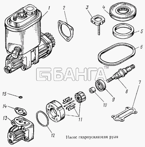 КамАЗ КамАЗ-5315 Схема Насос гидроусилителя руля-107 banga.ua