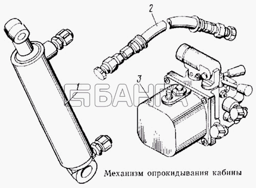 КамАЗ КамАЗ-5315 Схема Механизм опрокидывания кабины-4 banga.ua