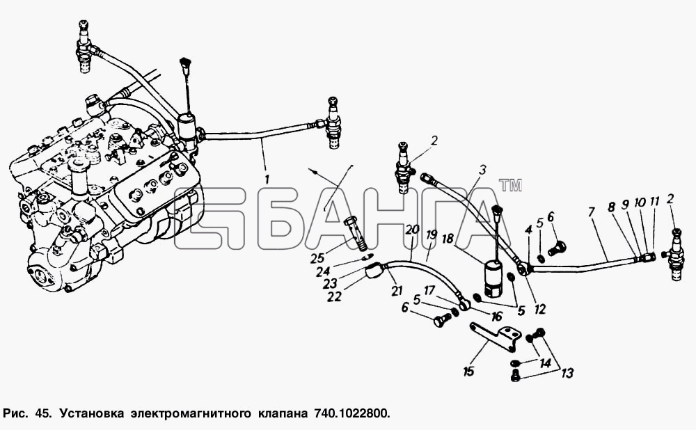 КамАЗ КамАЗ-5410 Схема Установка электромагнитного клапана-142