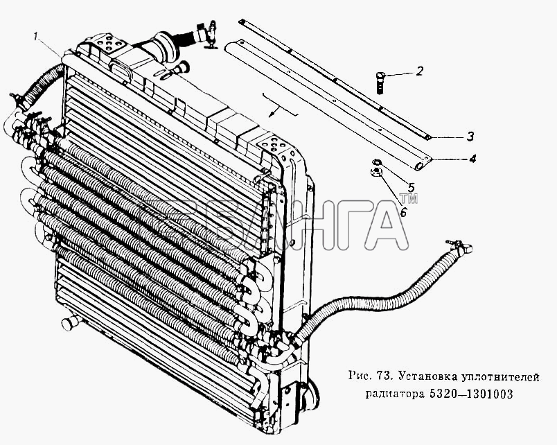 КамАЗ Общий (см. мод-ции) Схема Установка уплотнителей радиатора-175