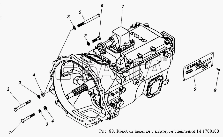 КамАЗ КамАЗ-55102 Схема Коробка передач с картером сцепления-194