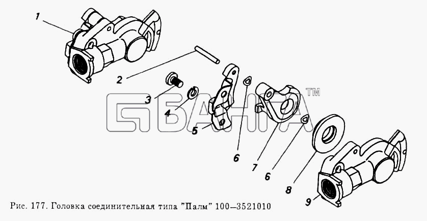 КамАЗ КамАЗ-53212 Схема Головка соединительная типа Палм -282 banga.ua