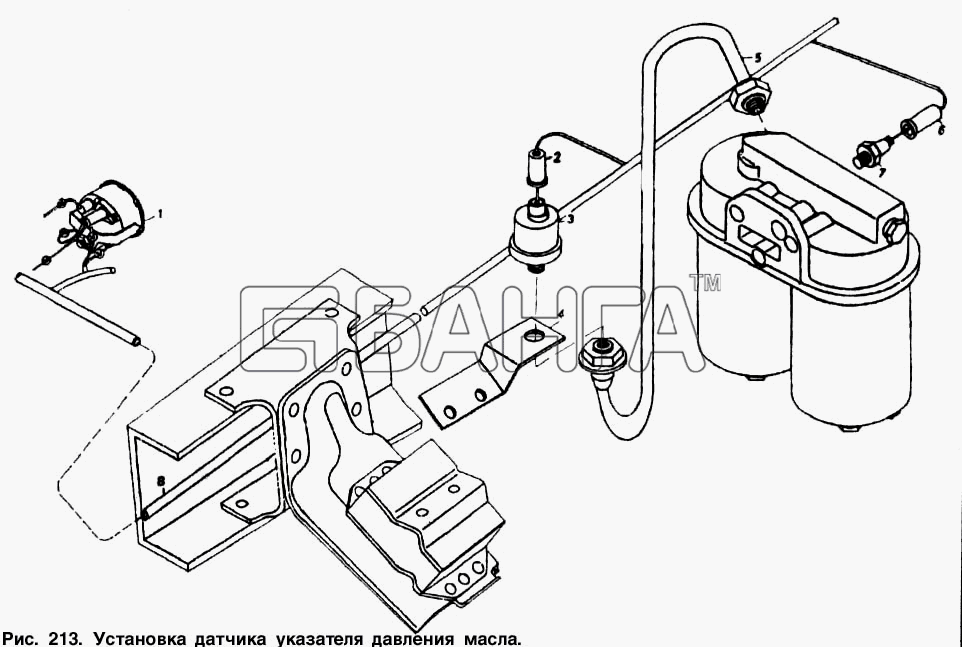 КамАЗ КамАЗ-53212 Схема Установка датчика указателя давления banga.ua