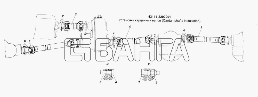 КамАЗ КамАЗ-53228 65111 Схема Установка карданных валов-328 banga.ua