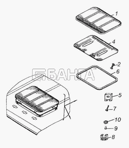 КамАЗ КамАЗ-53228 65111 Схема Установка вентиляционного люка крыши-33