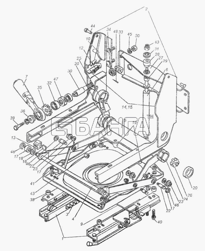 КамАЗ КамАЗ-53228 65111 Схема Механизм подрессоривания сиденья