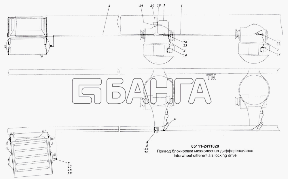 КамАЗ КамАЗ-53228 65111 Схема Привод блокировки межколесных banga.ua