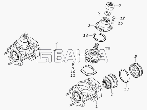 КамАЗ КамАЗ-53228 65111 Схема Редуктор угловой механизма рулевого