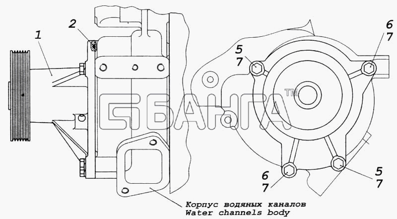 КамАЗ КамАЗ-5360 Схема Установка водяного насоса-189 banga.ua