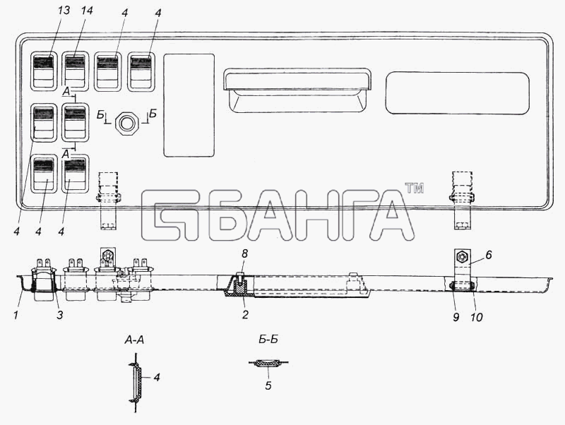КамАЗ КамАЗ-5360 Схема Панель выключателей-306 banga.ua