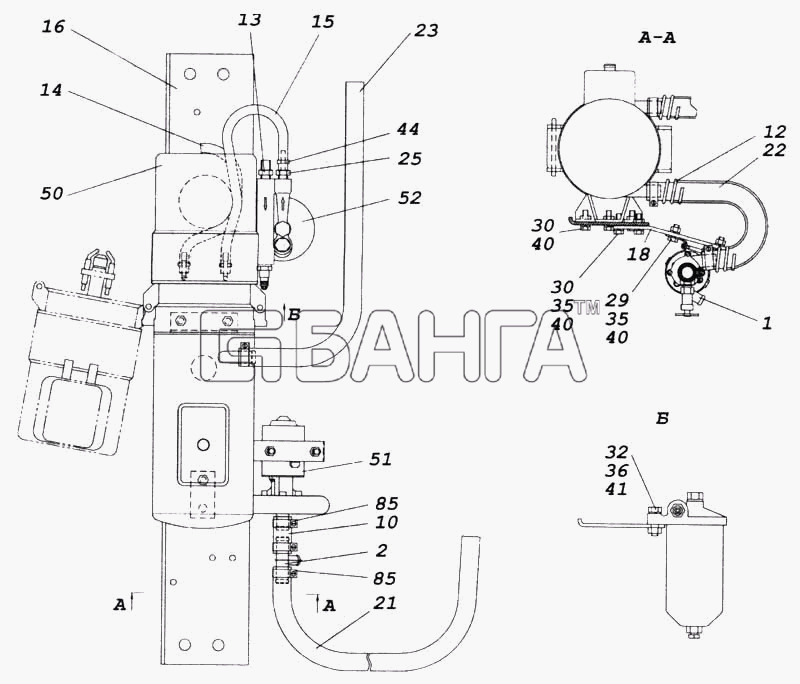 КамАЗ КамАЗ-5360 Схема Установка подогревателя электродвигателя с