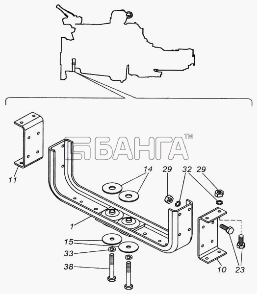 КамАЗ КамАЗ-5460 Схема Установка силового агрегата (опора banga.ua
