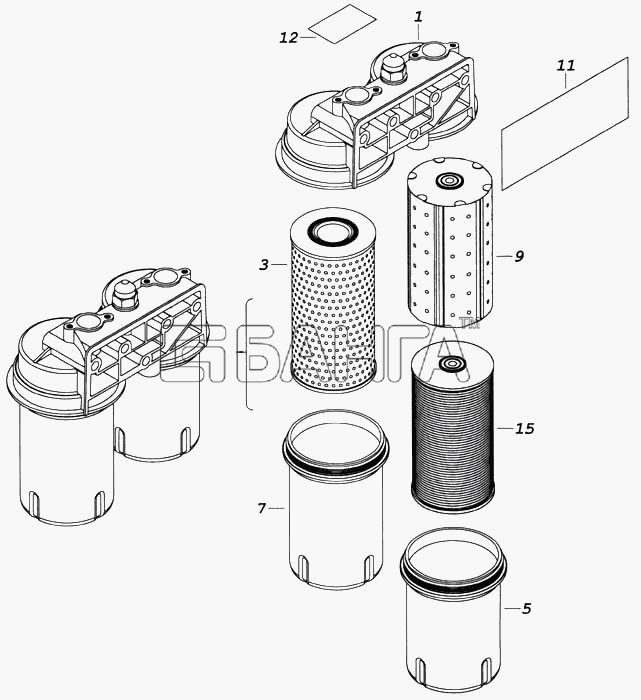 КамАЗ КамАЗ-5460 Схема Фильтр очистки масла-125 banga.ua