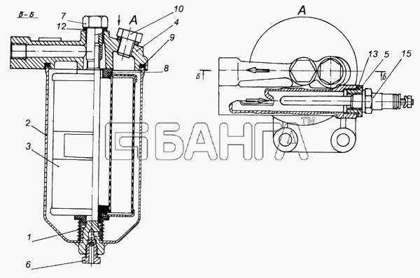КамАЗ КамАЗ-5460 Схема Фильтр тонкой очистки топлива жидкостного