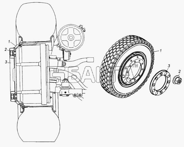 КамАЗ КамАЗ-5460 Схема Установка передних стальных колес-245 banga.ua