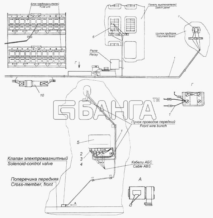 КамАЗ КамАЗ-5460 Схема Установка электрооборудования АБС-333 banga.ua