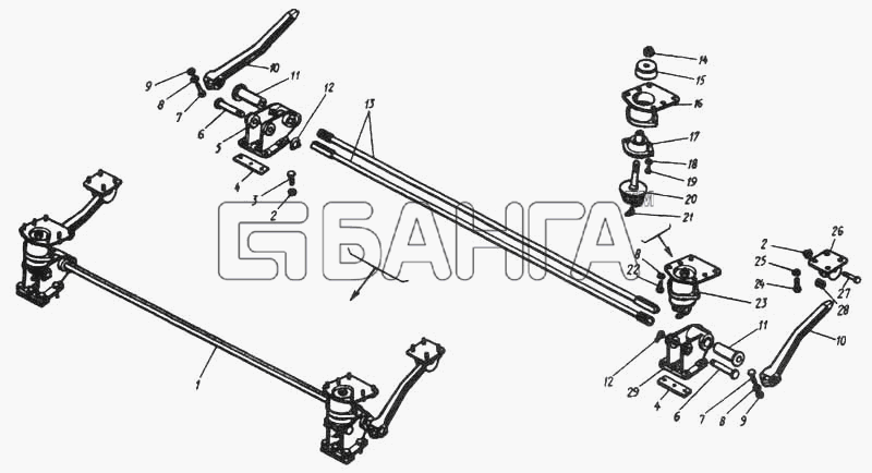 КамАЗ КамАЗ-5460 Схема Переднее крепление и механизм banga.ua