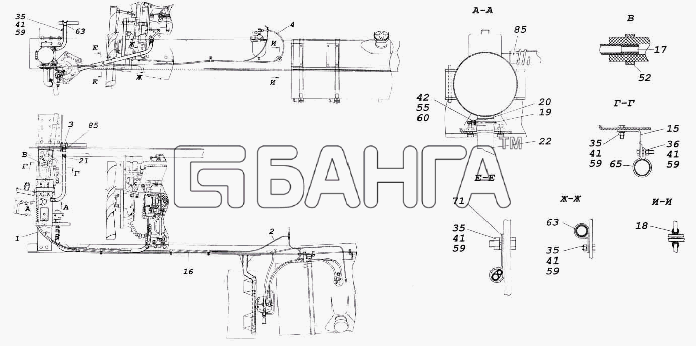 КамАЗ КамАЗ-5460 Схема Установка подогревателя 15.8106-50 banga.ua