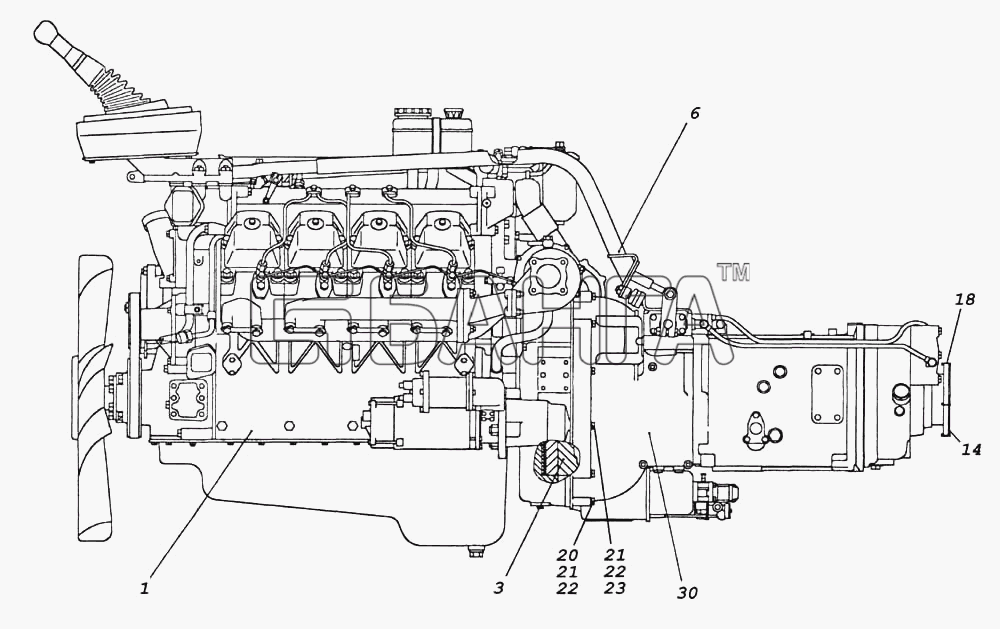 КамАЗ КамАЗ-5460 (каталог 2005 г.) Схема Агрегат силовой 740.50-360-81