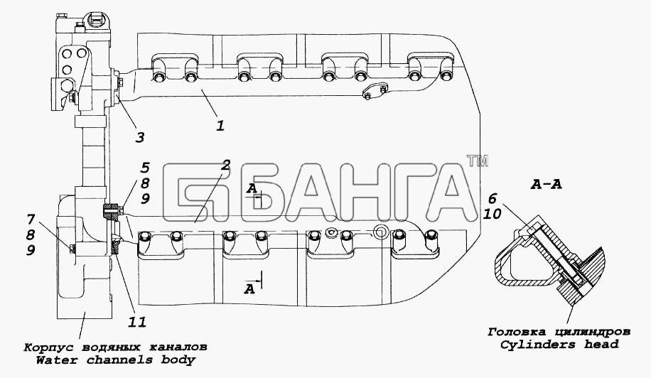 КамАЗ КамАЗ-5460 (каталог 2005 г.) Схема Установка водяных труб-219