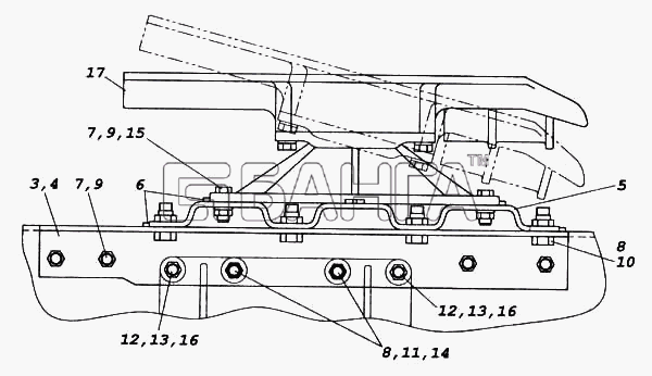 КамАЗ КамАЗ-5460 (каталог 2005 г.) Схема Установка седельно-сцепного