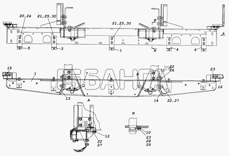КамАЗ КамАЗ-5460 (каталог 2005 г.) Схема Установка буксирной