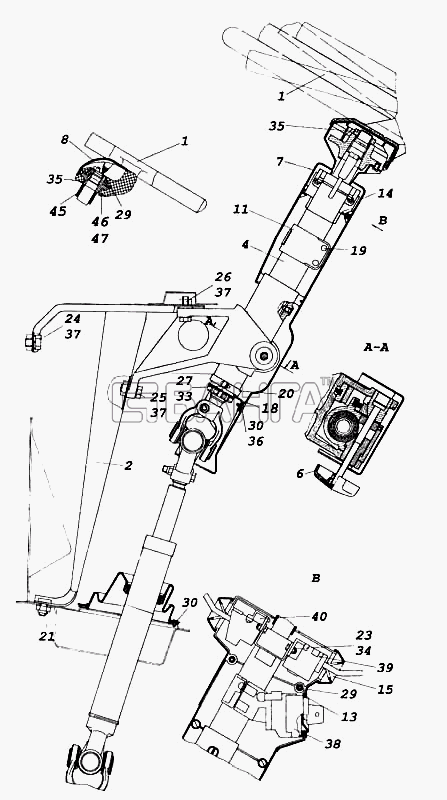 КамАЗ КамАЗ-5460 (каталог 2005 г.) Схема Установка колонки рулевого