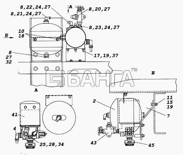 КамАЗ КамАЗ-5460 (каталог 2005 г.) Схема Установка осушителя-343