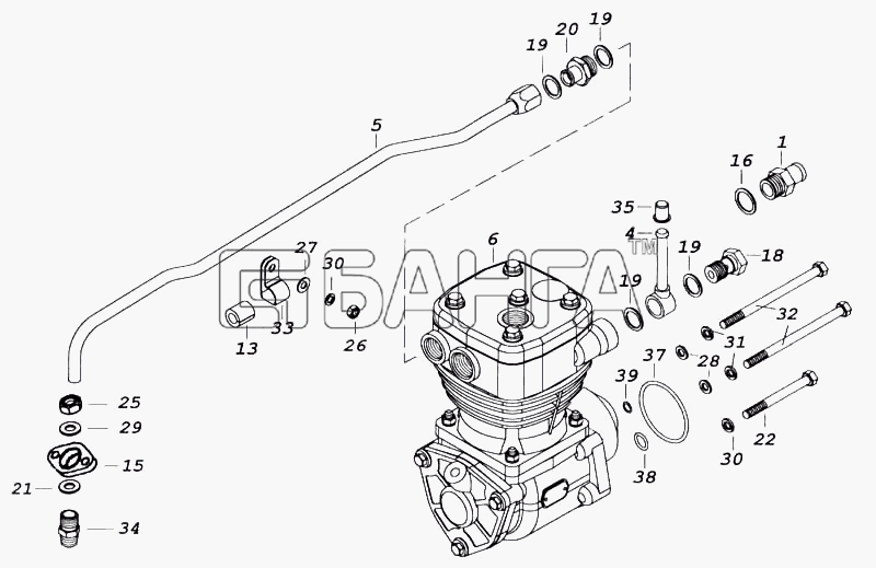КамАЗ КамАЗ-5460 (каталог 2005 г.) Схема Установка компрессора-363