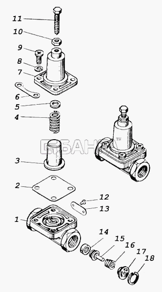 КамАЗ КамАЗ-5460 (каталог 2005 г.) Схема Клапан защитный одинарный-372