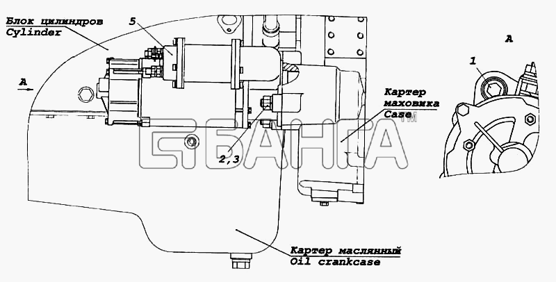 КамАЗ КамАЗ-5460 (каталог 2005 г.) Схема Установка стартера-390