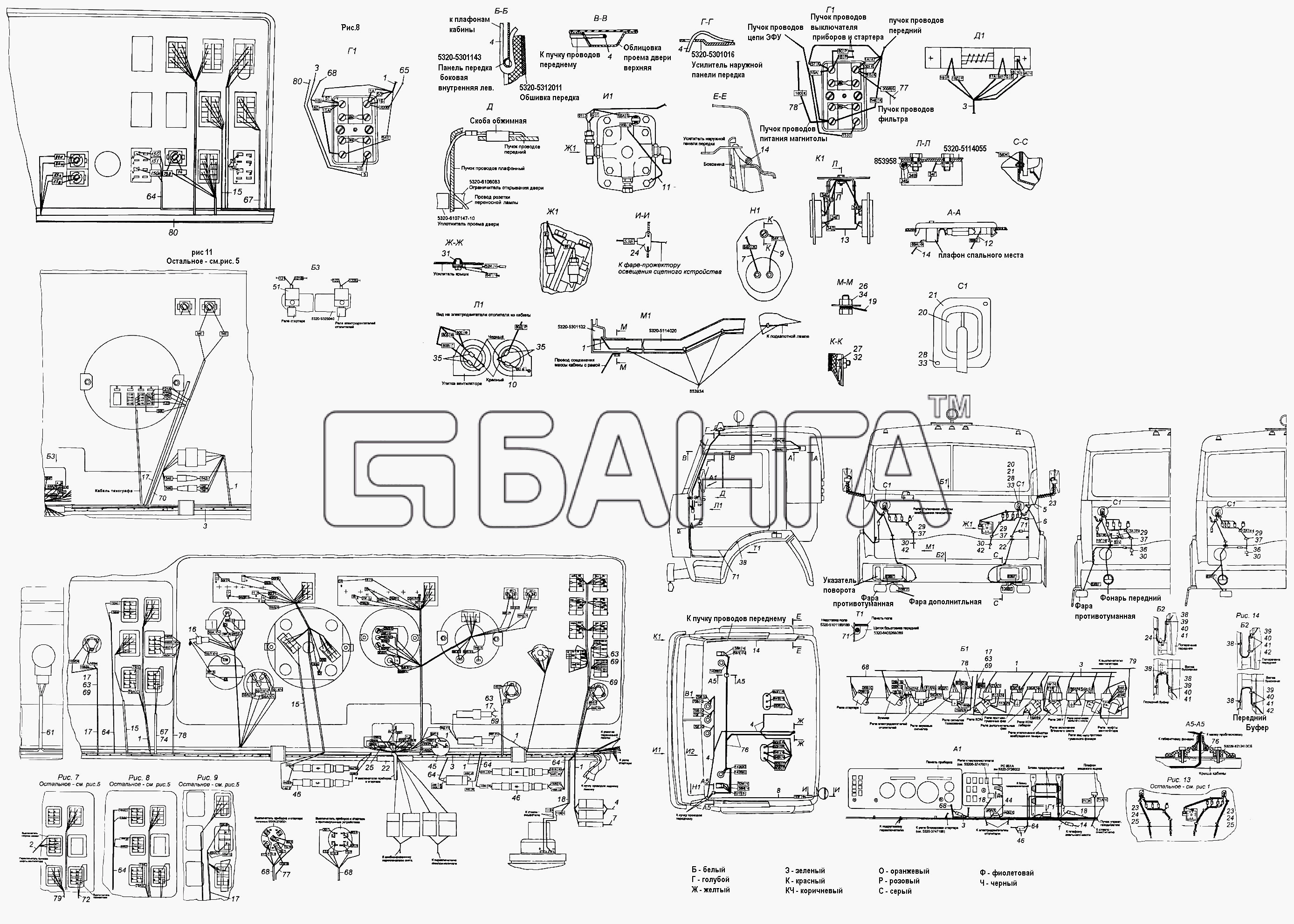 КамАЗ КамАЗ-5460 (каталог 2005 г.) Схема Установка проводов на