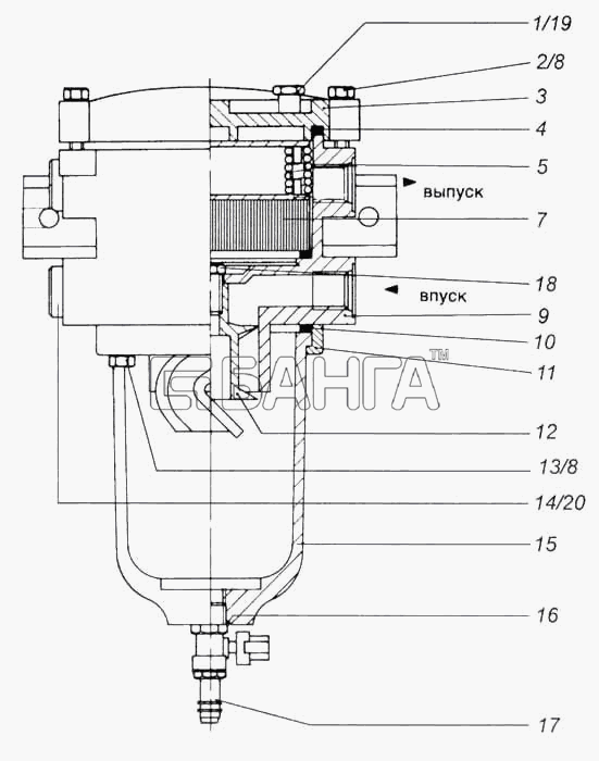 КамАЗ КамАЗ-5460 (каталог 2005 г.) Схема Водонагреватель и топливный