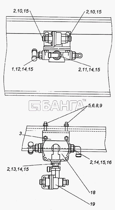 КамАЗ КамАЗ-6460 Схема Установка ускорительного клапана-241 banga.ua