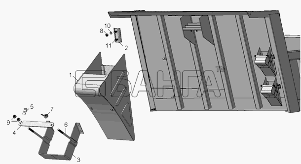 КамАЗ КамАЗ-65111 Схема Установка противооткатных упоров-13 banga.ua