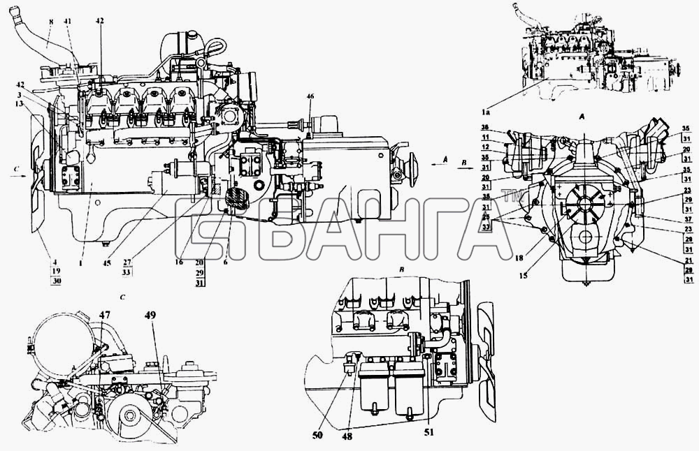 КамАЗ КамАЗ-65115 Схема Двигатель (740.11-1000410-21 banga.ua