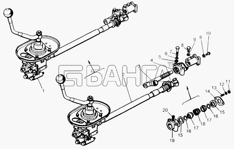 КамАЗ КамАЗ-65115 Схема Привод управления механизмом переключения
