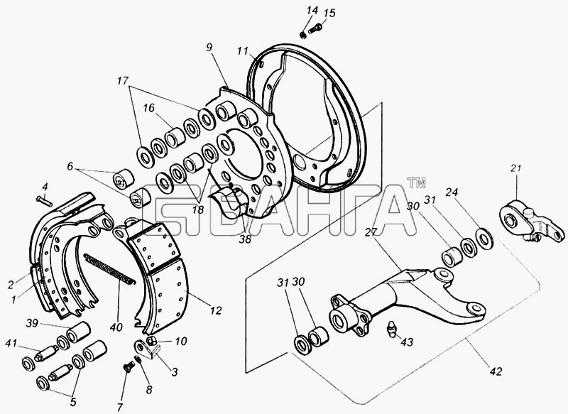 КамАЗ КамАЗ-65115 Схема Тормоза рабочие задние-226 banga.ua