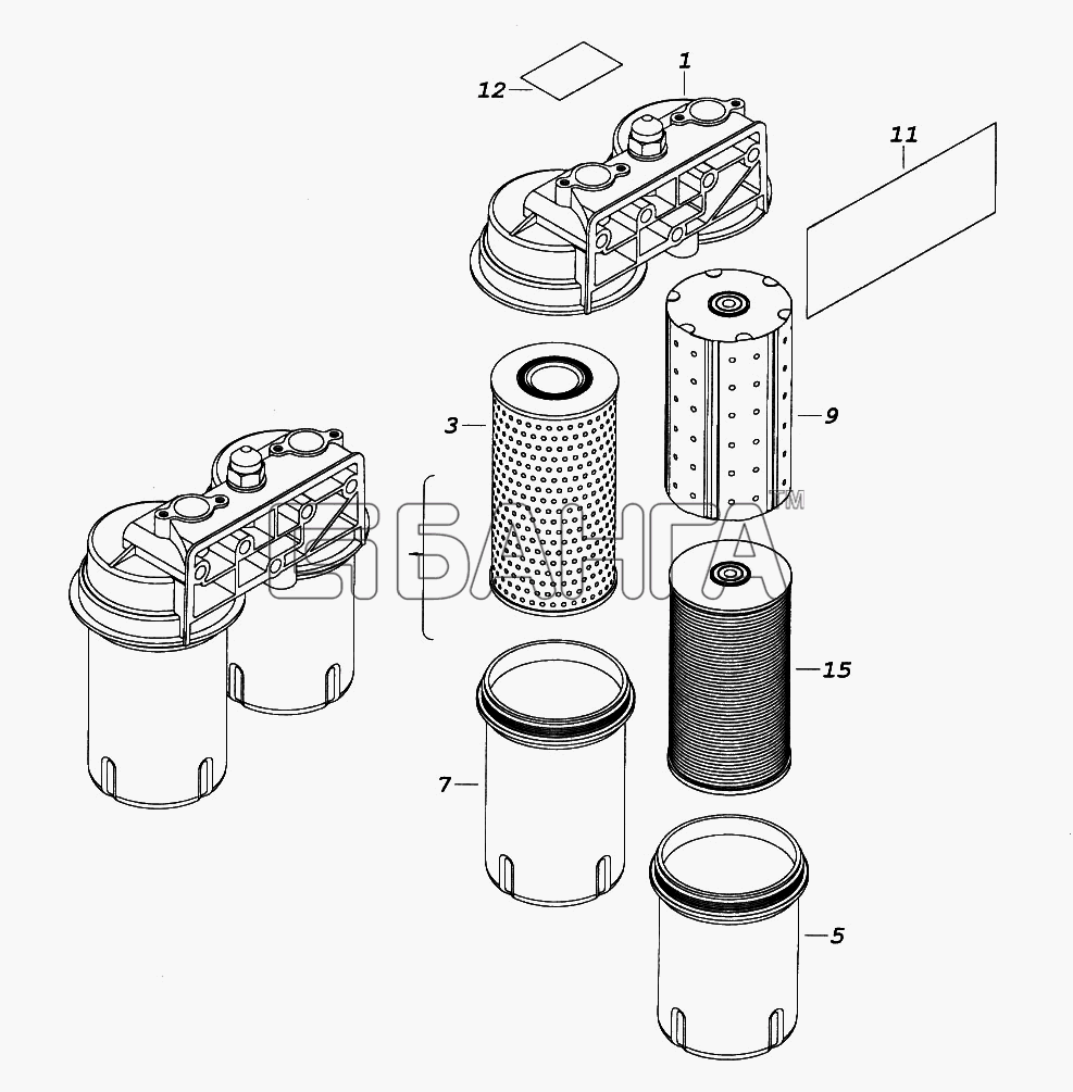 КамАЗ КамАЗ-65116 Схема Фильтр очистки масла-144 banga.ua