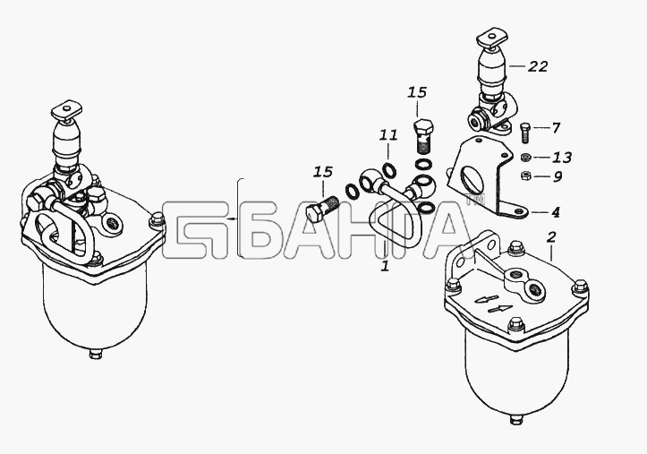 КамАЗ КамАЗ-65116 Схема Фильтр грубой очистки с насосом предпусковой