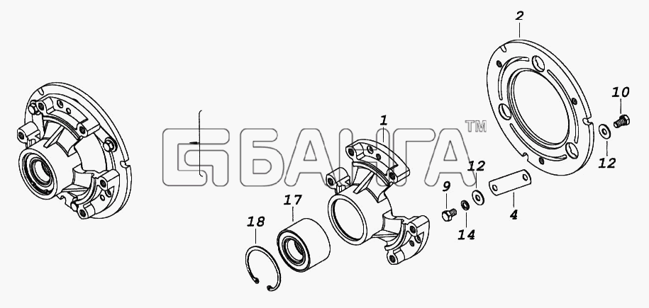 КамАЗ КамАЗ-65116 Схема Ступица вентилятора с фрикционным диском-229