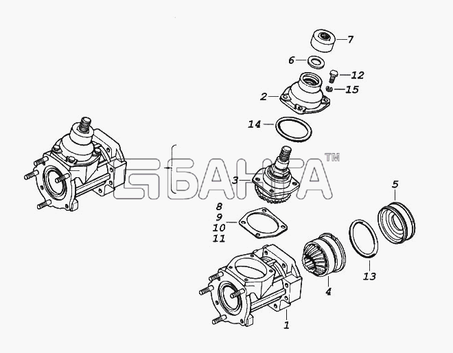 КамАЗ КамАЗ-65116 Схема Редуктор угловой механизма рулевого banga.ua