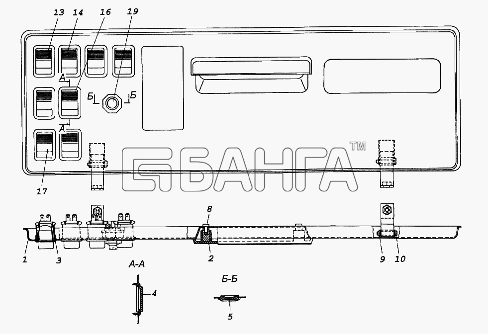 КамАЗ КамАЗ-65116 Схема Панель выключателей-443 banga.ua