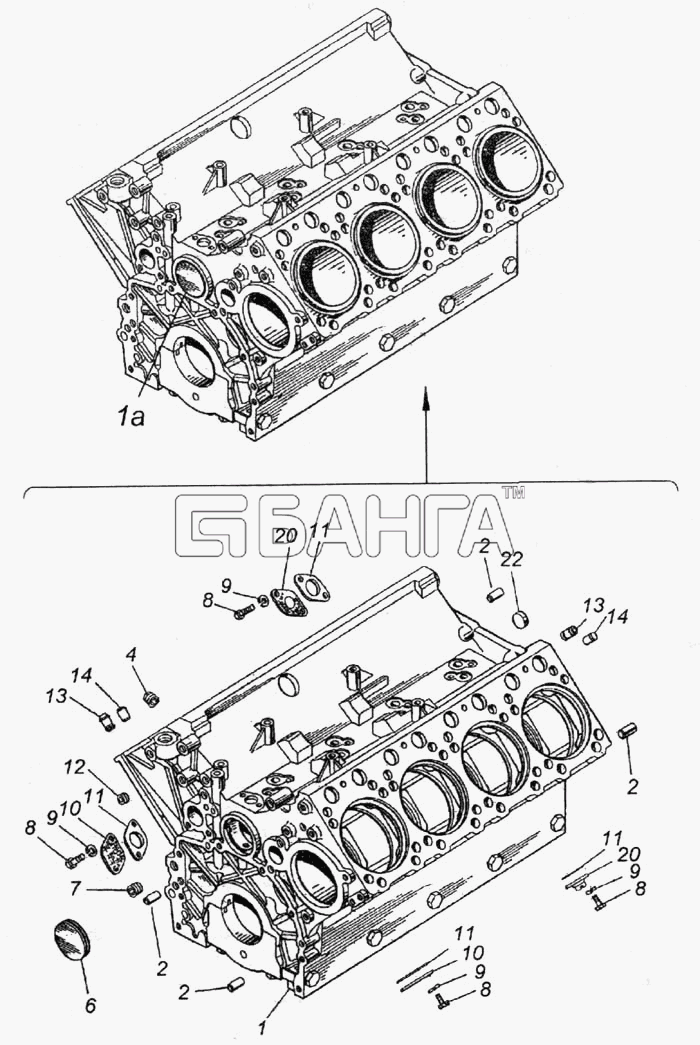 КамАЗ КамАЗ-6520 Схема Блок цилиндров (Комплект для запасных banga.ua