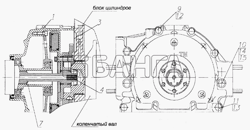 КамАЗ КамАЗ-6520 Схема Установка привода отбора мощности banga.ua