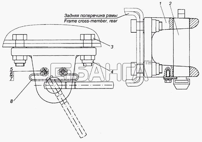 КамАЗ КамАЗ-6520 Схема Установка буксирной вилки-196 banga.ua