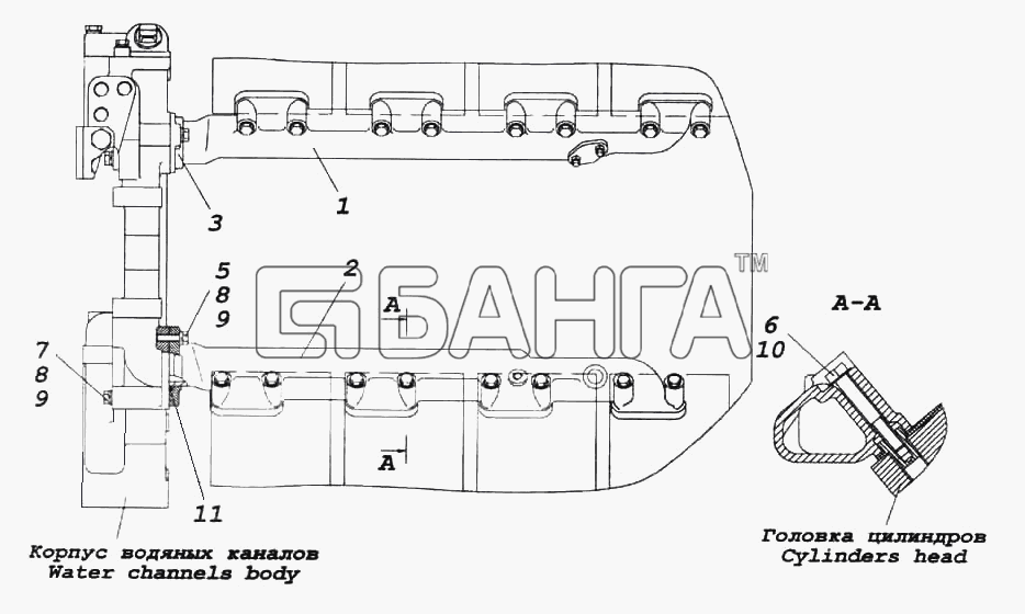 КамАЗ КамАЗ-6522 Схема Установка водяных труб-249 banga.ua