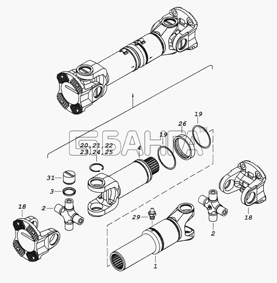 КамАЗ КамАЗ-6522 Схема Вал карданный заднего моста-286 banga.ua
